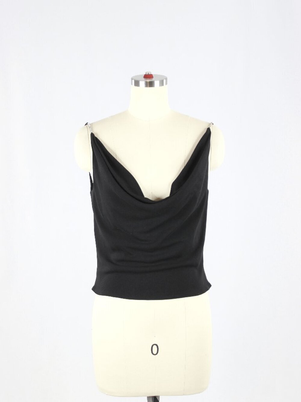 Vintage 90's LAUNDRY by SHELLI SEGAL Black Rhinestone Cowl Neck Tank Top, Size 6